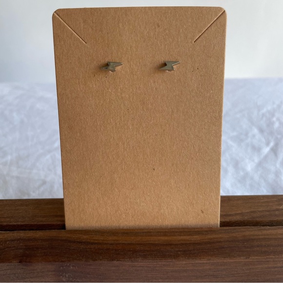 Flatback lightning stud earrings stainless steel silver hypoallergenic post new - Picture 3 of 5